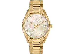 4040662180036 - Quarzuhr JACQUES LEMANS Derby Armbanduhren goldfarben (goldfarben perlmuttfarben) Damen Armbanduhr Damenuhr Datum Perlmutt-Zifferblatt Edelstahlarmband