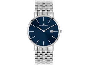 4040662180074 - Quarzuhr JACQUES LEMANS Nizza Armbanduhren silberfarben (silberfarben dunkelblau) Damen Quarzuhren Armbanduhr Damenuhr Herrenuhr Datum unisex