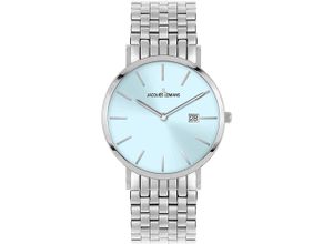 4040662180098 - Quarzuhr JACQUES LEMANS Nizza Armbanduhren silberfarben (silberfarben hellblau) Damen Quarzuhren Armbanduhr Damenuhr Herrenuhr Datum unisex