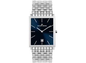 4040662180494 - Quarzuhr JACQUES LEMANS Nizza Armbanduhren silberfarben (silberfarben dunkelblau) Damen Quarzuhren Armbanduhr Damenuhr Herrenuhr Datum unisex