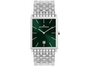 4040662180500 - Quarzuhr JACQUES LEMANS Nizza Armbanduhren silberfarben (silberfarben grün) Damen Quarzuhren Armbanduhr Damenuhr Herrenuhr Datum unisex