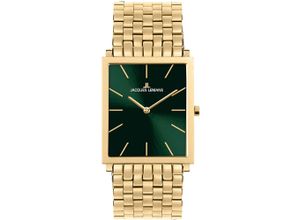 4040662180630 - Quarzuhr JACQUES LEMANS Nizza Armbanduhren goldfarben (goldfarben grün) Damen Quarzuhren Armbanduhr Damenuhr Mineralglas mit Saphirbeschichtung