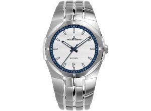 4040662180753 - Quarzuhr JACQUES LEMANS Monte Carlo Armbanduhren silberfarben (silberfarben weiß) Herren Quarzuhren Armbanduhr Herrenuhr Datum Leuchtzeigergehärtetes Crystexglas