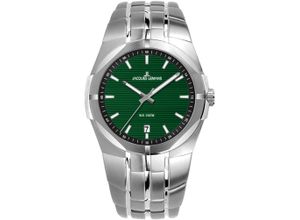 4040662180777 - Quarzuhr JACQUES LEMANS Monte Carlo Armbanduhren silberfarben (silberfarben grün) Herren Quarzuhren Armbanduhr Herrenuhr Datum Leuchtzeigergehärtetes Crystexglas