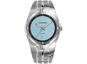 4040662180784 - Quarzuhr JACQUES LEMANS Monte Carlo Armbanduhren silberfarben (silberfarben hellblau) Herren Quarzuhren Armbanduhr Herrenuhr Datum Leuchtzeigergehärtetes Crystexglas