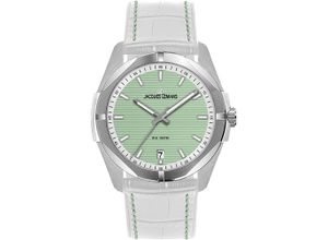 4040662180845 - Quarzuhr JACQUES LEMANS Monte Carlo Armbanduhren weiß (weiß hellgrün) Damen Quarzuhren Armbanduhr Damenuhr Datum Leuchtzeiger gehärtetes Crystexglas