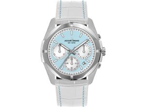 4040662181088 - Chronograph JACQUES LEMANS Monte Carlo Armbanduhren weiß (weiß hellblau) Damen Quarzuhren Quarzuhr Armbanduhr Damenuhr Datum Stoppfunktion