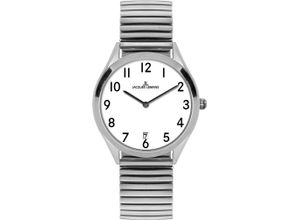 4040662181200 - Quarzuhr JACQUES LEMANS Cannes Armbanduhren silberfarben (silberfarben weiß) Damen Quarzuhren Armbanduhr Damenuhr Herrenuhr Datum gehärtetes Crystexglas