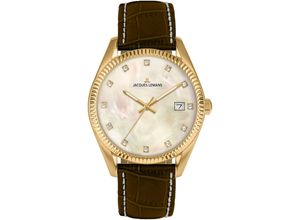 4040662183839 - Quarzuhr JACQUES LEMANS Armbanduhren schwarz (schwarz perlmuttfarben) Damen Quarzuhren Armbanduhr Damenuhr analog Datum Lederarmband