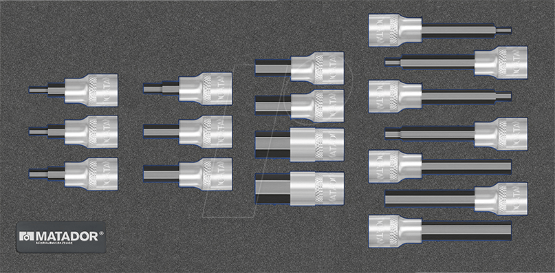 4040674218055 - Matador 81644078 Innen-Sechskant Schraubendrehereinsatz-Set 4 mm 5 mm 6 mm 7 mm 8 mm 10 mm 12 mm 14 mm 17 mm 19 mm 17teilig 1 2 (125 mm)