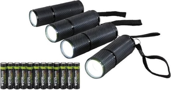 4040746299425 - Taschenlampen-Set schwarz 100lumen inkl Batterien 4 Stück