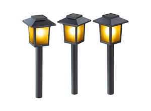 4040746324868 - Solar Laterne mit Flammeneffekt 3er-Set