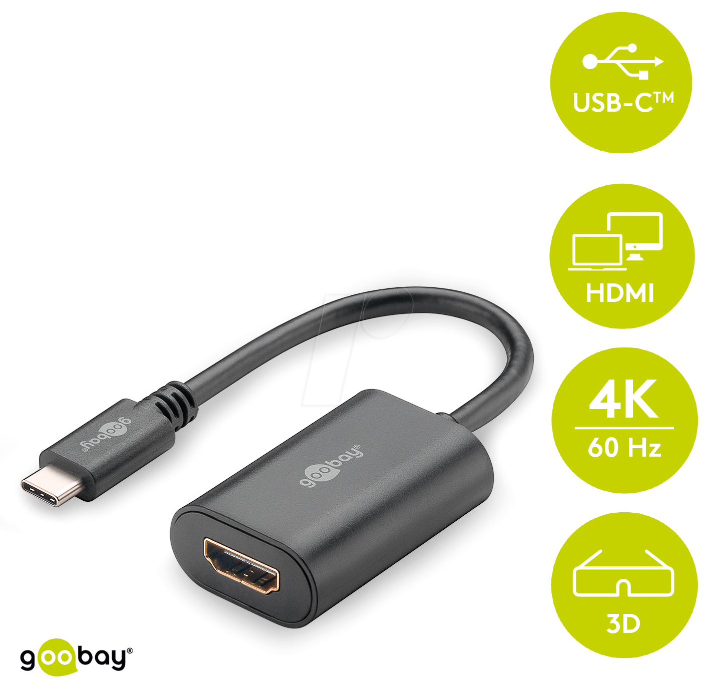 4040849385322 - Usb-c™ adapter black 02 m - usb-c™ male hdmi™ standard female (Type a) (38532) - Goobay