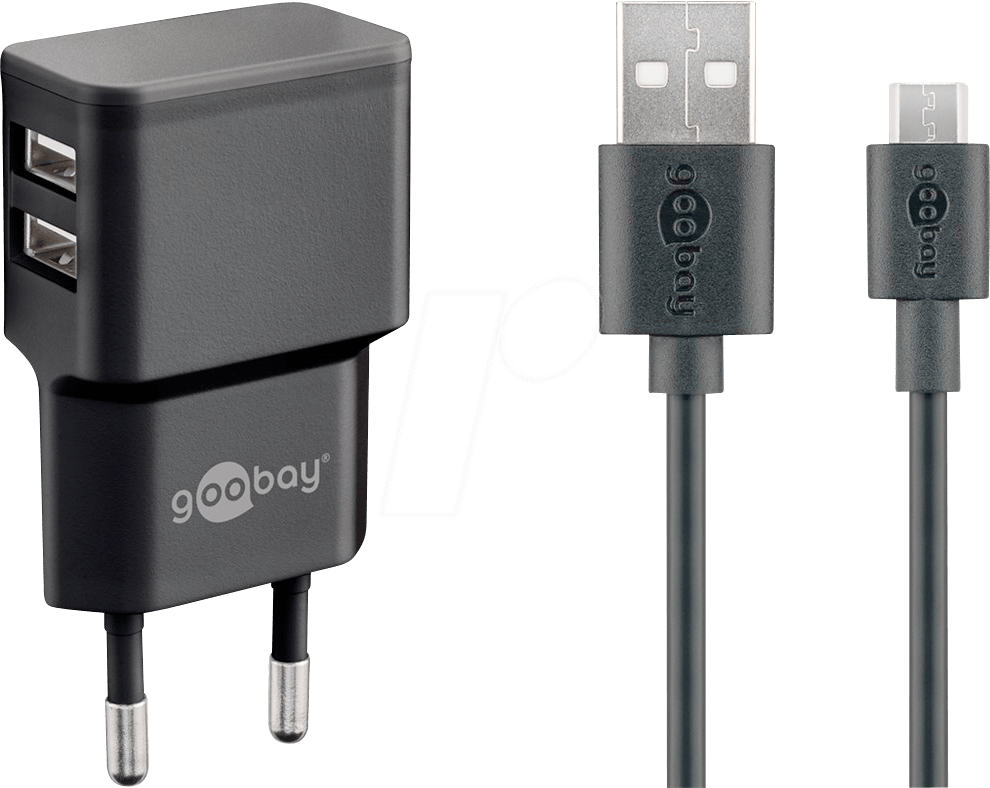 4040849449840 - GOOBAY 44984 - USB-Ladegerät dual 5 V 24 A microUSB schwarz