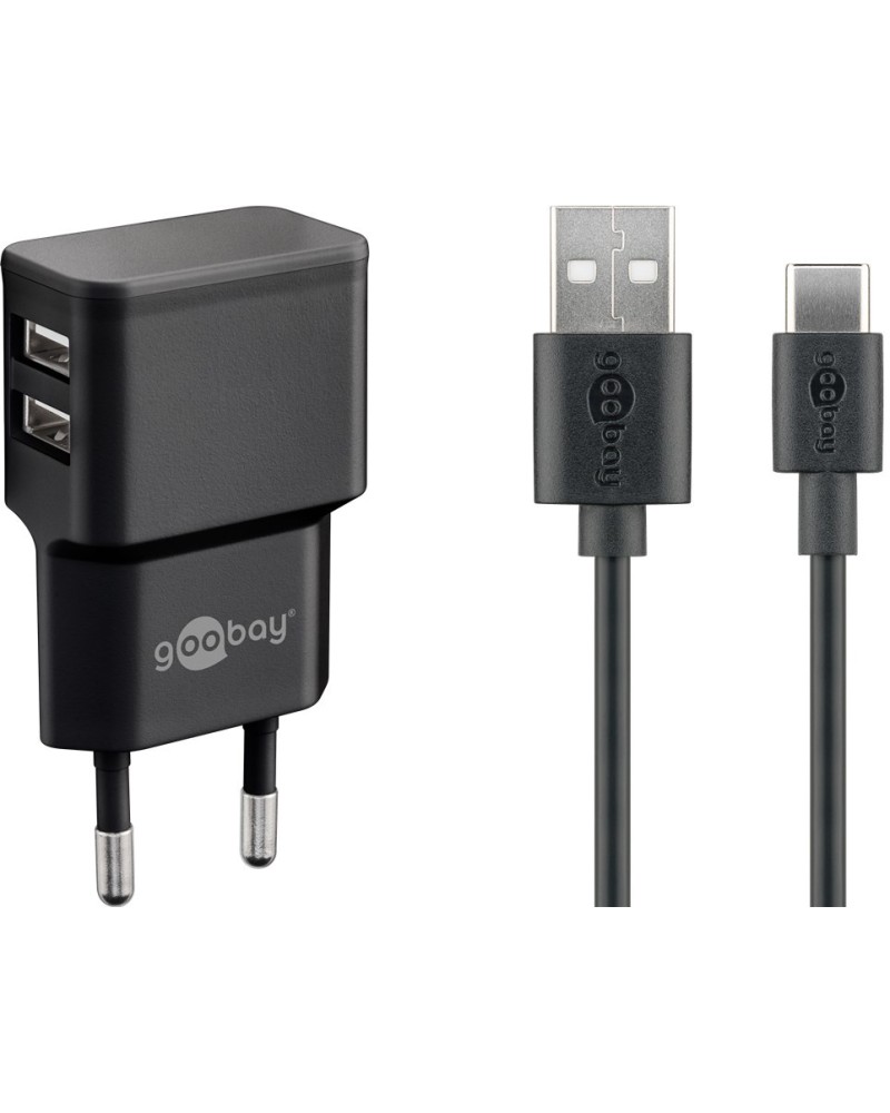 4040849449864 - goobay 44986 - USB-Ladegerät dual 5 V 24 A USB-C schwarz (44986)