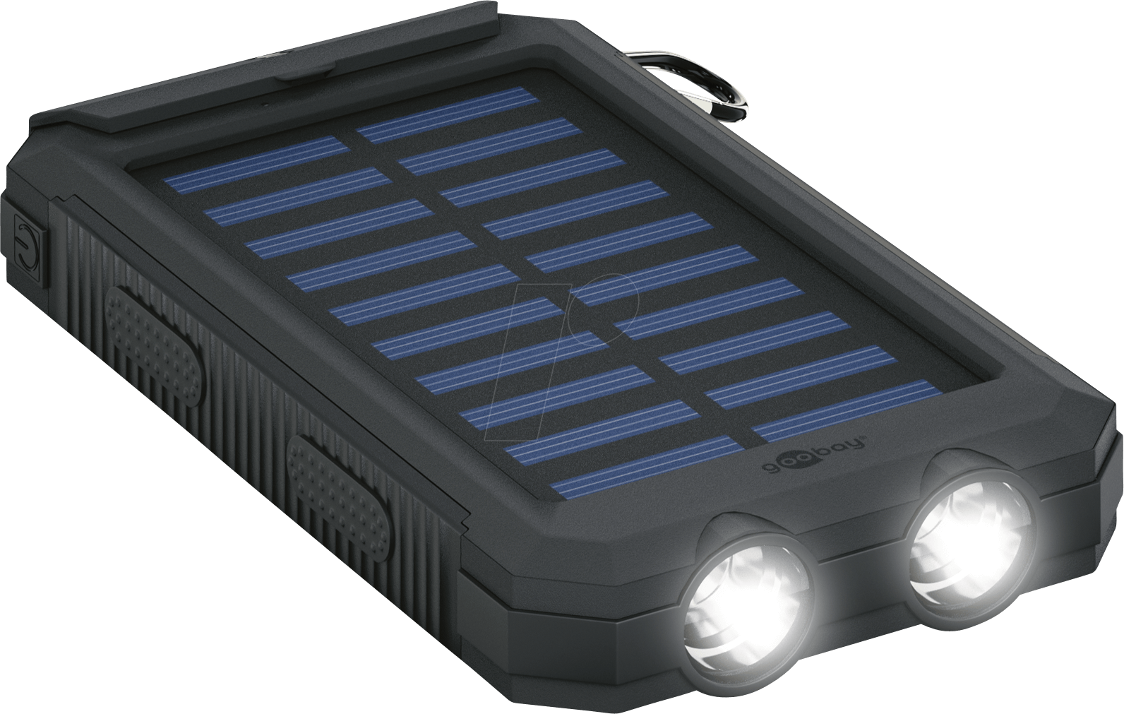 4040849492167 - goobay Outdoor PowerBank 80 - Solar-Powerbank - Li-Pol - 8000 mAh - 296 Wh - 2 A - 2 Ausgabeanschlussstellen (2 x USB) - auf Kabel Micro-USB - Schwarz (49216)