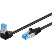 4040849515569 - Cat 6A Patchkabel 1x 90° gewinkelt s ftp (PiMF) - Kupferleiter (cu) halogenfreier Kabelmantel (lszh) Rastnase oben schwarz 05 m (51556) - Goobay