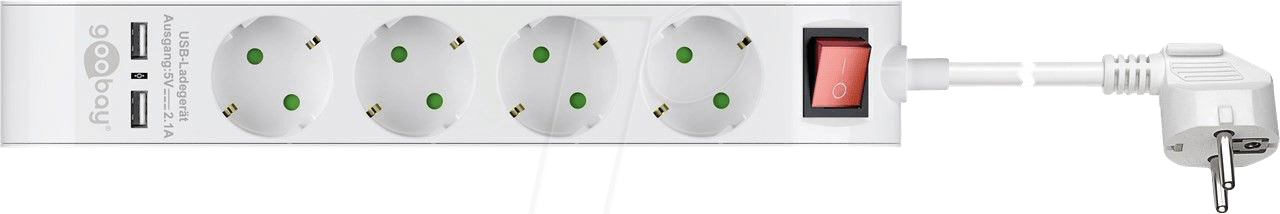4040849554810 - goobay - Steckdosenleiste - Wechselstrom 230 V - 3680 Watt - Eingabe Eingang power CEE 7 7 - Ausgangsanschlüsse 4 (2 x USB 4 x CEE 7 4)