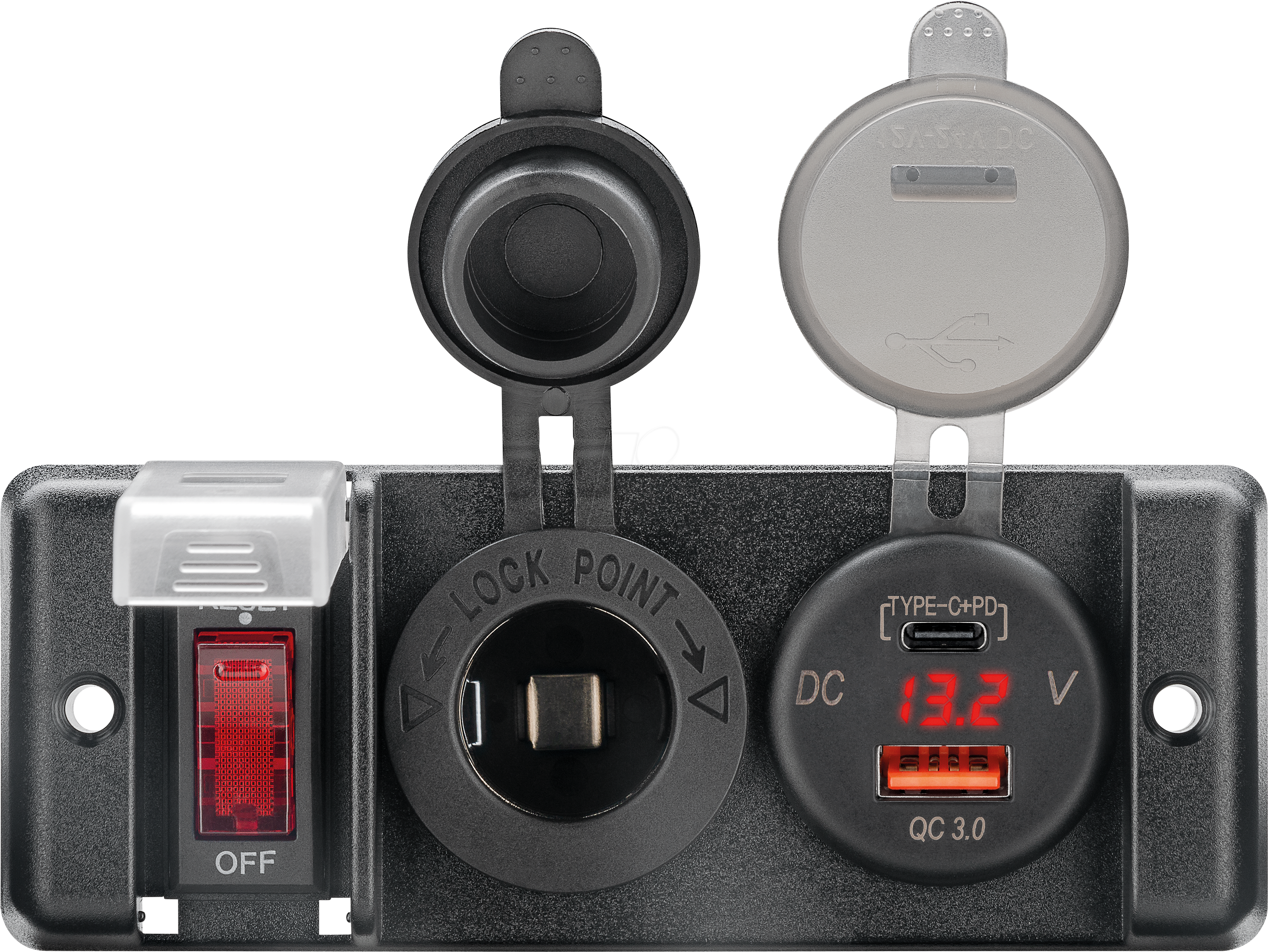 4040849585807 - WTS 58580 - Caravan -  USB-A USB-C 12V Steckdose Schalter LED-Anzeige