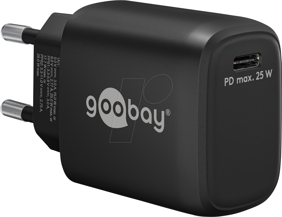 4040849653674 - GOOBAY 65367 - USB-Ladegerät 25 W 1x USB-C (PD) schwarz