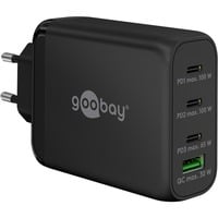 4040849655555 - GOOBAY 65555 - USB-Ladegerät 100 W 1x USB-A (QC) 3x USB-C (PD) GaN schwarz