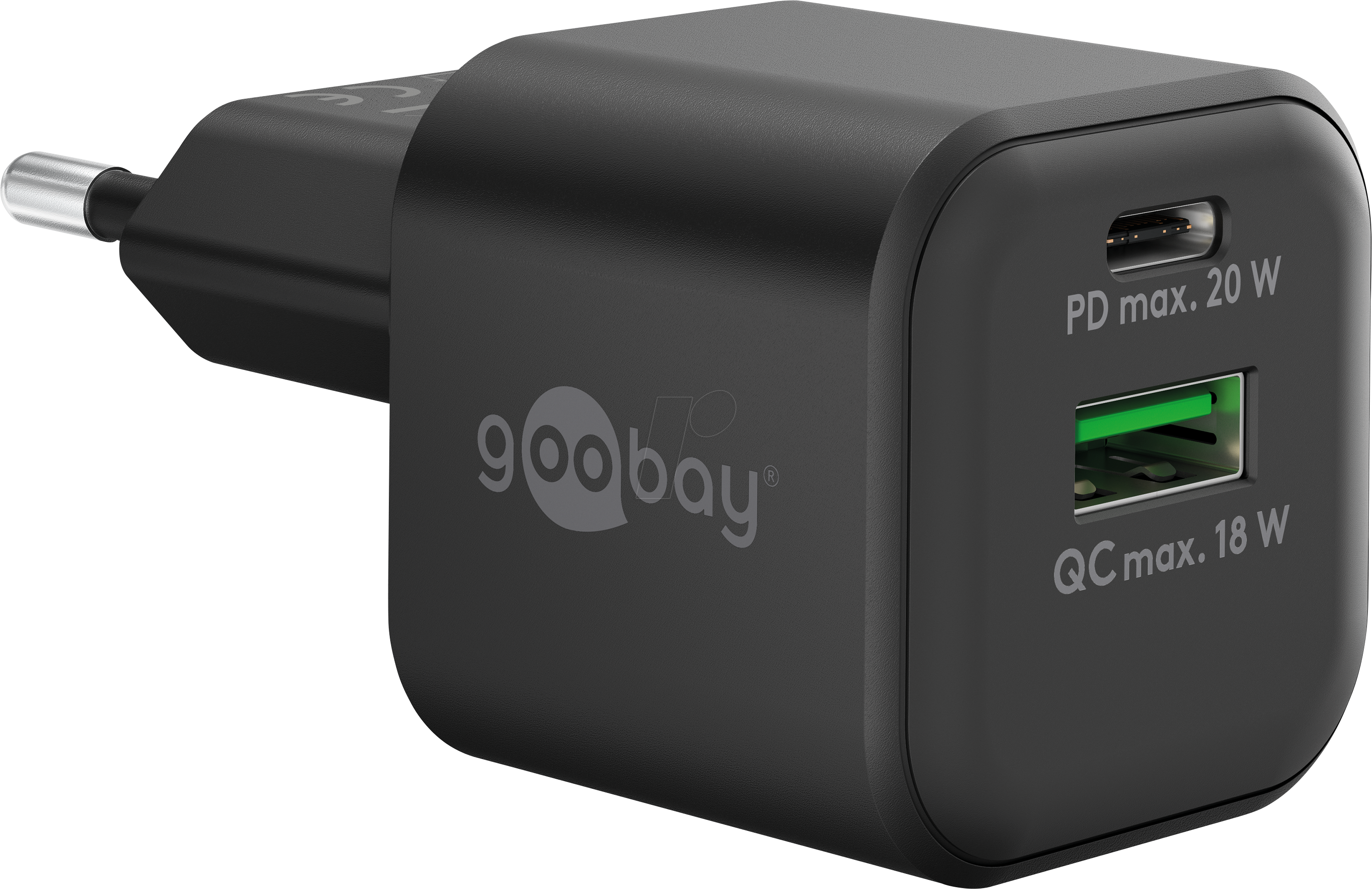 4040849658648 - GOOBAY 65864 - USB-Ladegerät 20 W 1x USB-C 1x USB-A schwarz