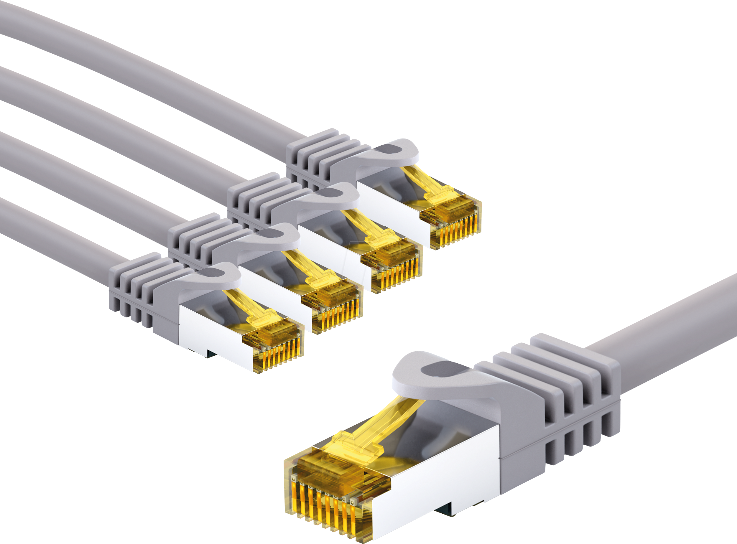 4040849694677 - RJ45 Patchkabel s ftp (PiMF) 500 MHz mit cat 7 Rohkabel 1m grau 5er Pack - Goobay