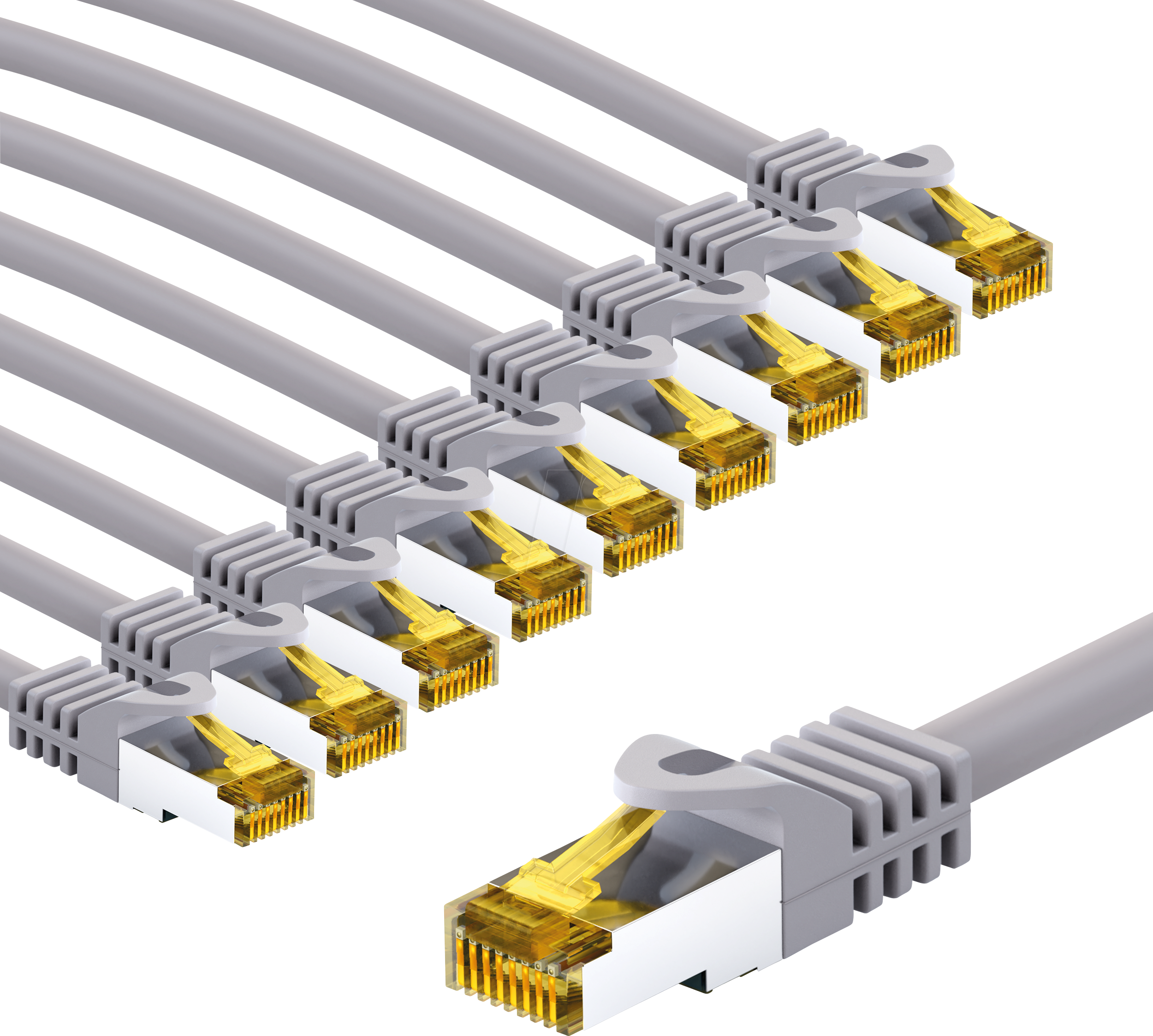 4040849695155 - RJ45 Patchkabel s ftp (PiMF) 500 MHz mit cat 7 Rohkabel 1m grau 10er Pack - Goobay