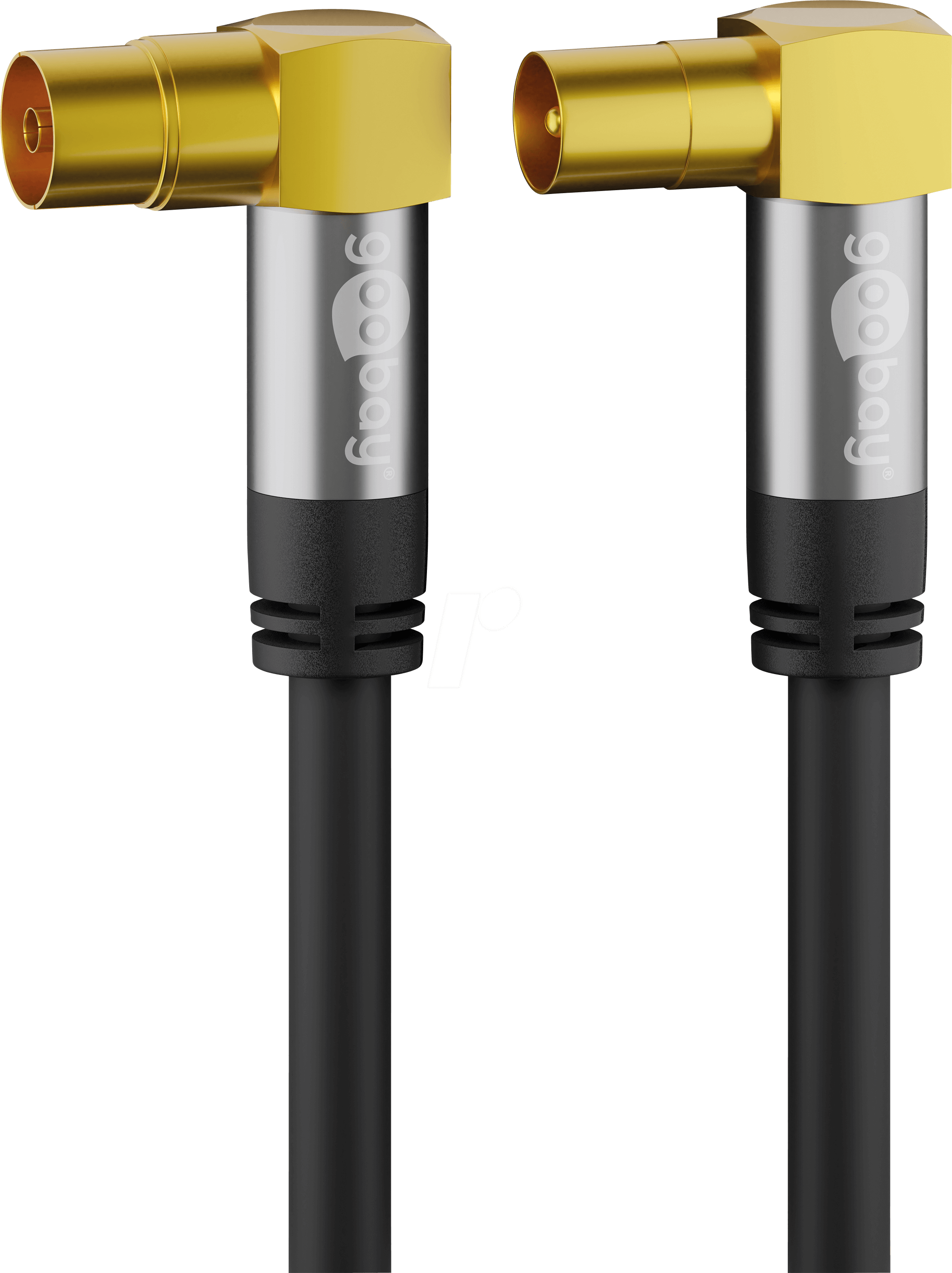 4040849704642 - Tv Antennenkabel (135 dB) 4x geschirmt - vergoldet Koax-Buchse 90° Koax-Stecker 90° 3 m (70464) - Goobay