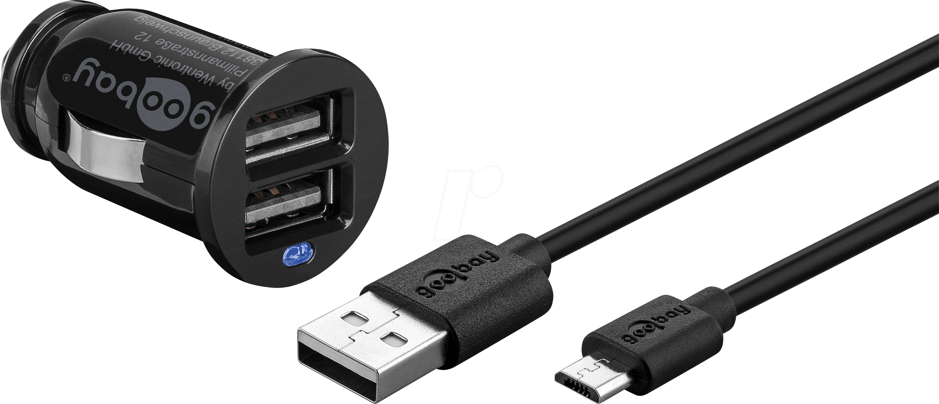 4040849716928 - GOOBAY 71692 - USB-Ladegerät 5 V 24 A Kfz Set 2 USB-Ports