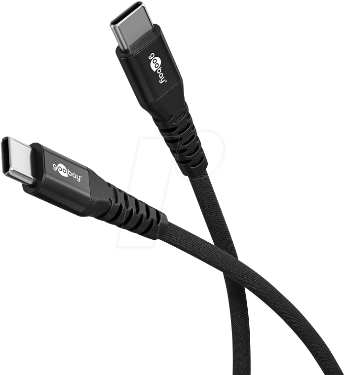 4040849739552 - GOOBAY 73955 - Sync- & Ladekabel USB-C > USB-C 30m 60W Textilkabel schwarz