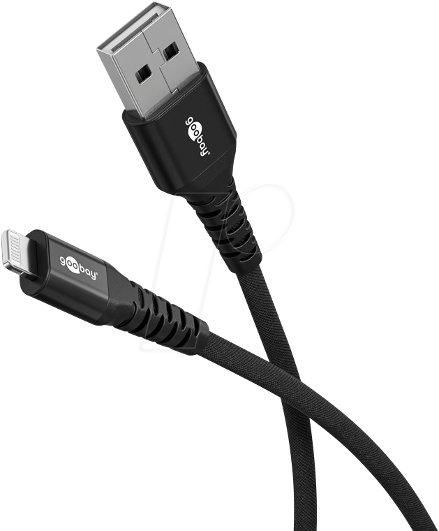 4040849744853 - GOOBAY 74485 - Sync- & Ladekabel USB-A -> Lightning 60 W 05 m Textil schw