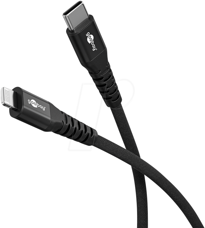 4040849745157 - GOOBAY 74515 - Sync- & Ladekabel USB-C -> Lightning 60 W 10 m Textil schw