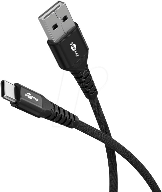 4040849745270 - GOOBAY 74527 - Sync- & Ladekabel USB-C -> USB-A 60 W 20 m Textil schwarz