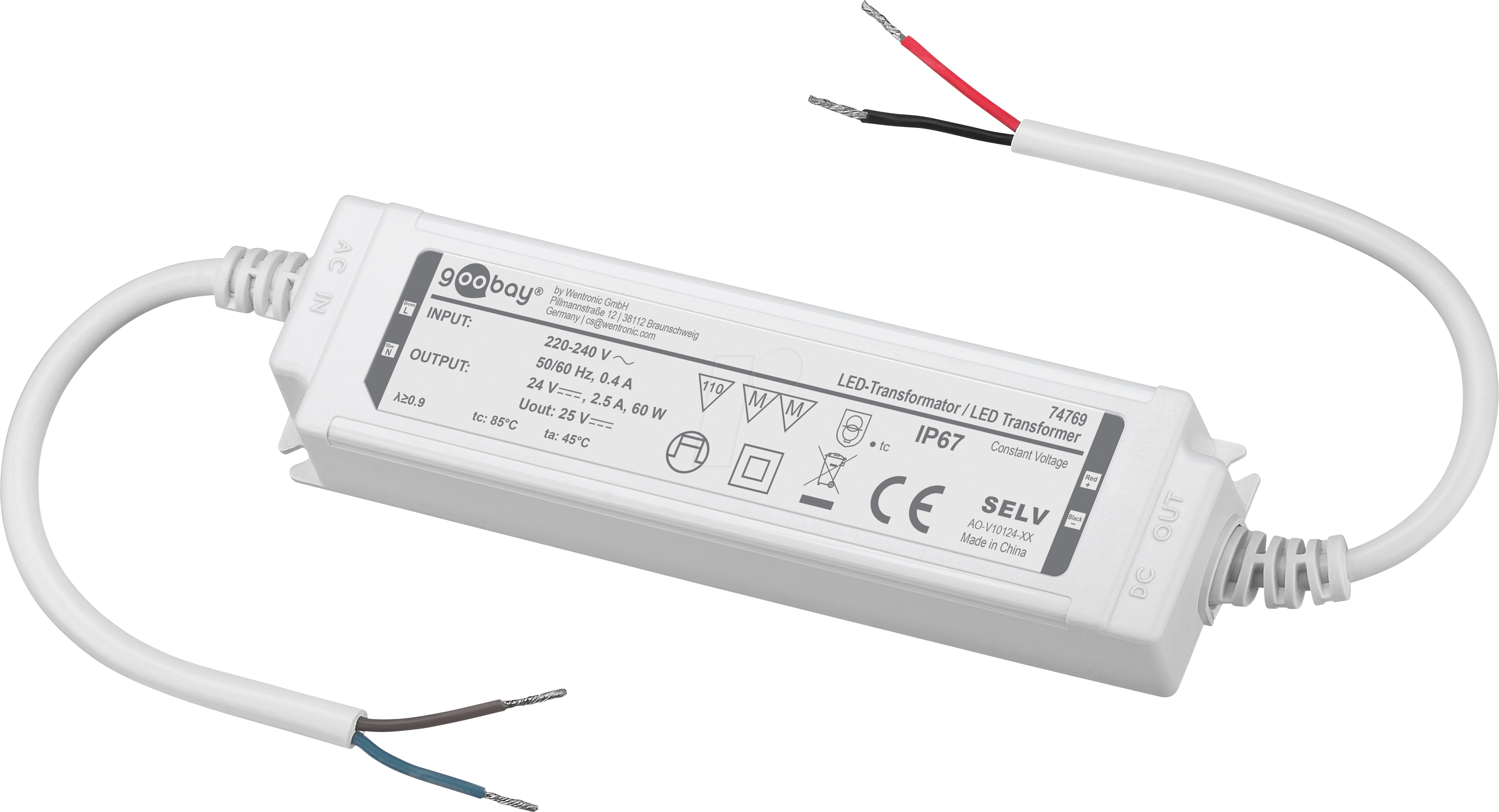 4040849747694 - GOOBAY 74769 - LED-Trafo 60 W 24 V DC 2500 mA IP67
