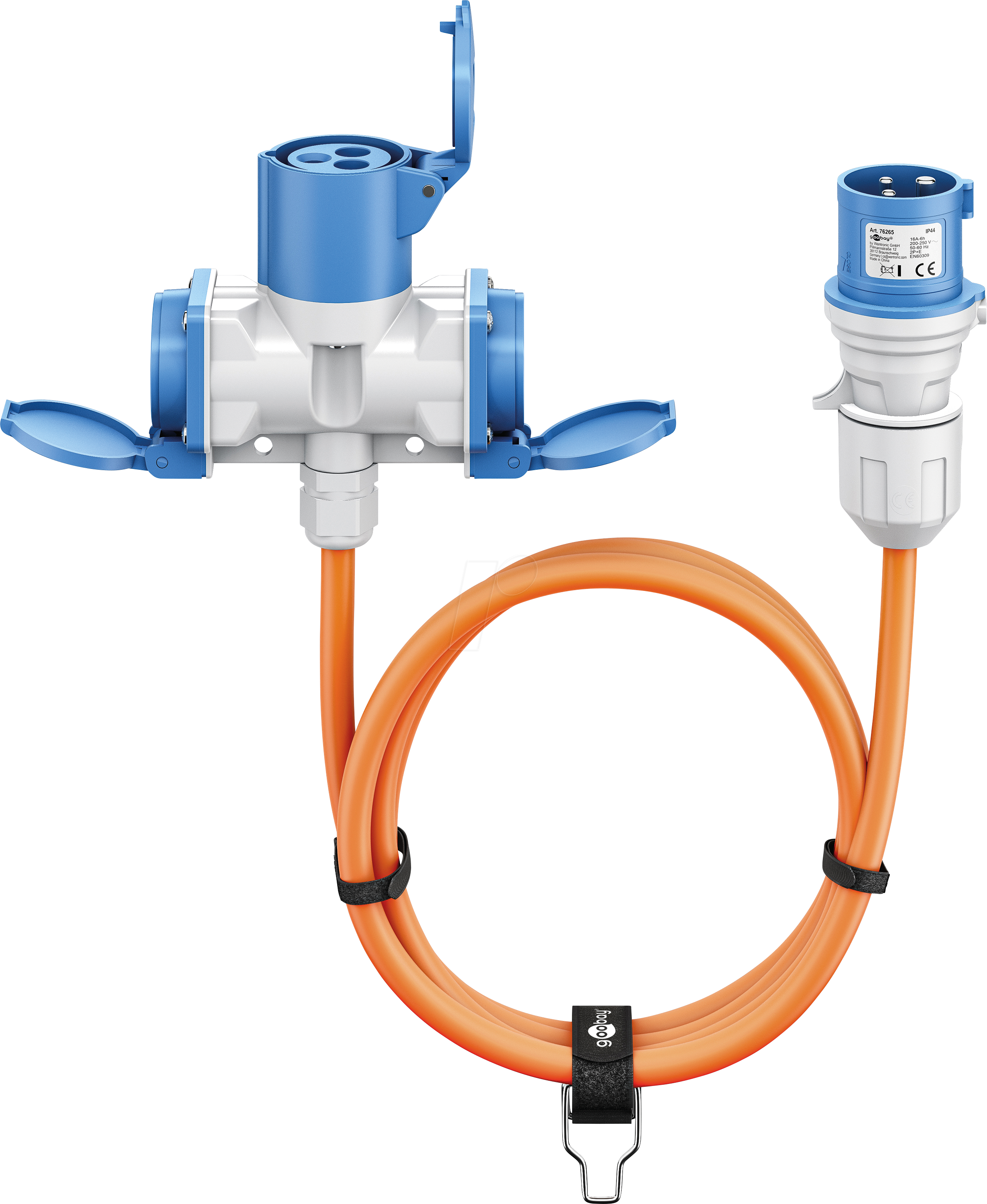 4040849762659 - GOOBAY 76265 - 5m Camping CEE-Stecker > CEE 2x Schutzkontakt Kupplung 16A 230V