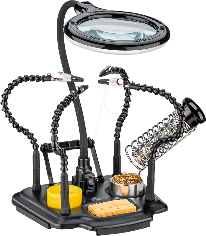 4040849765582 - GOOBAY 76558 - Platinenhalter mit 4 flexiblen Armen Lupe und Lötkolbenhalter