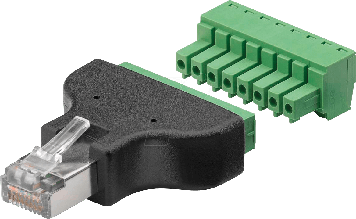 4040849767364 - Terminal Block 8-pin RJ45 male (8P8C) - removable screw fixing 2-part (76736) - Goobay