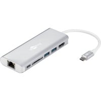 4040849767883 - goobay USB-C™ Premium Multiport-Dock silver - adds one Ethernet connection one HDMI™ connection two USB 30 connections one USB-C™ connection and