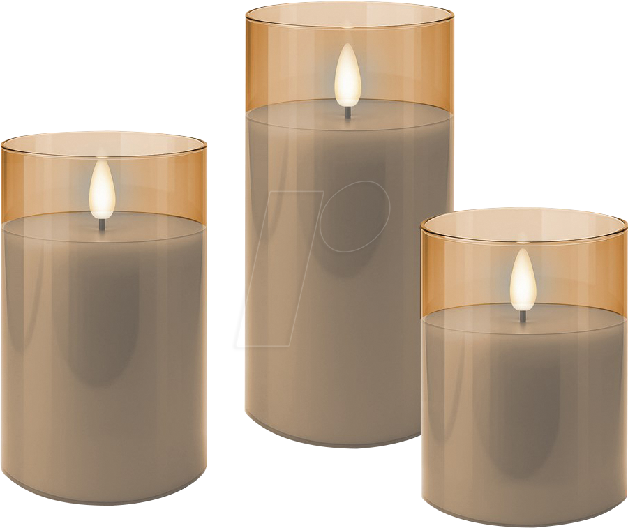 4040849777561 - GOOBAY 77756 - LED Echtwachskerze im 3er Set gold-transparent warmweiß Timer