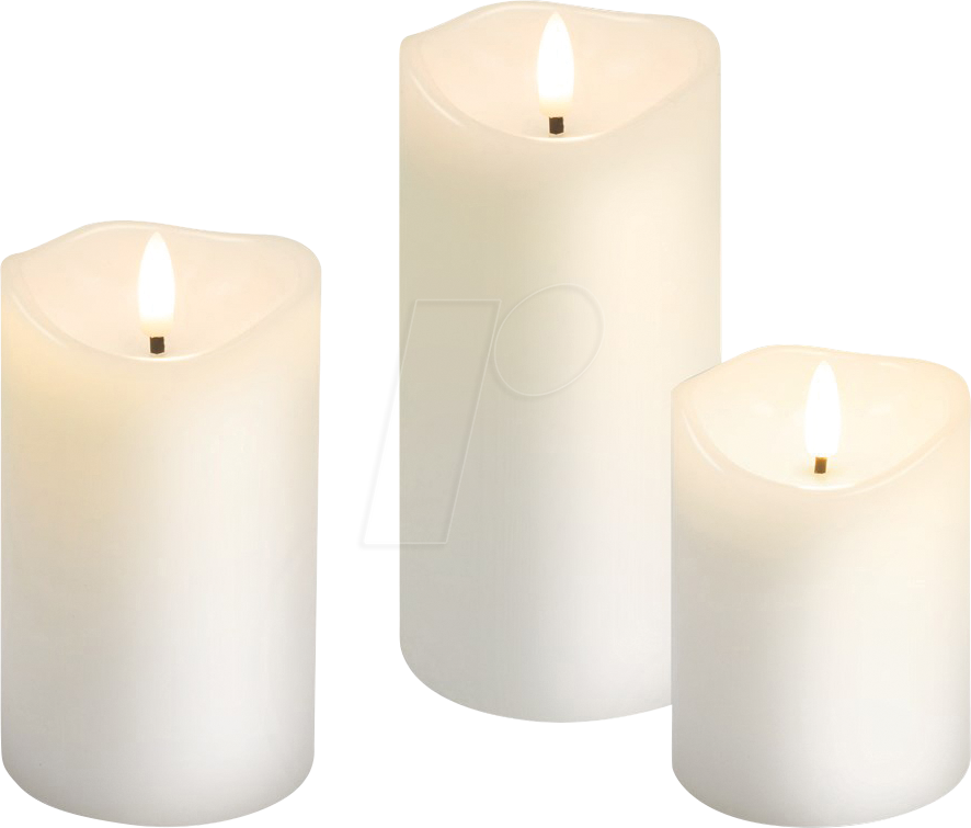 4040849777790 - GOOBAY 77779 - LED Echtwachskerze 3er Set warmweiß mit Timer 15-125-10x75 cm