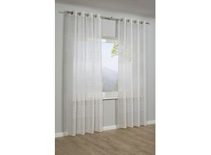 4040976252160 - Gardine SEHLBACH Schal 3-D Streifen Gr 1 weiß B140cm H245cm Polyester Gardinen mit Ösen