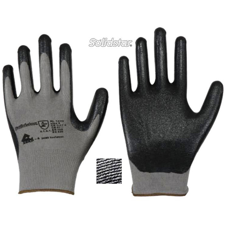 4041095014295 - Nylon-Feinstrick-Handschuhe grau mit schwarzer Nitrilscha