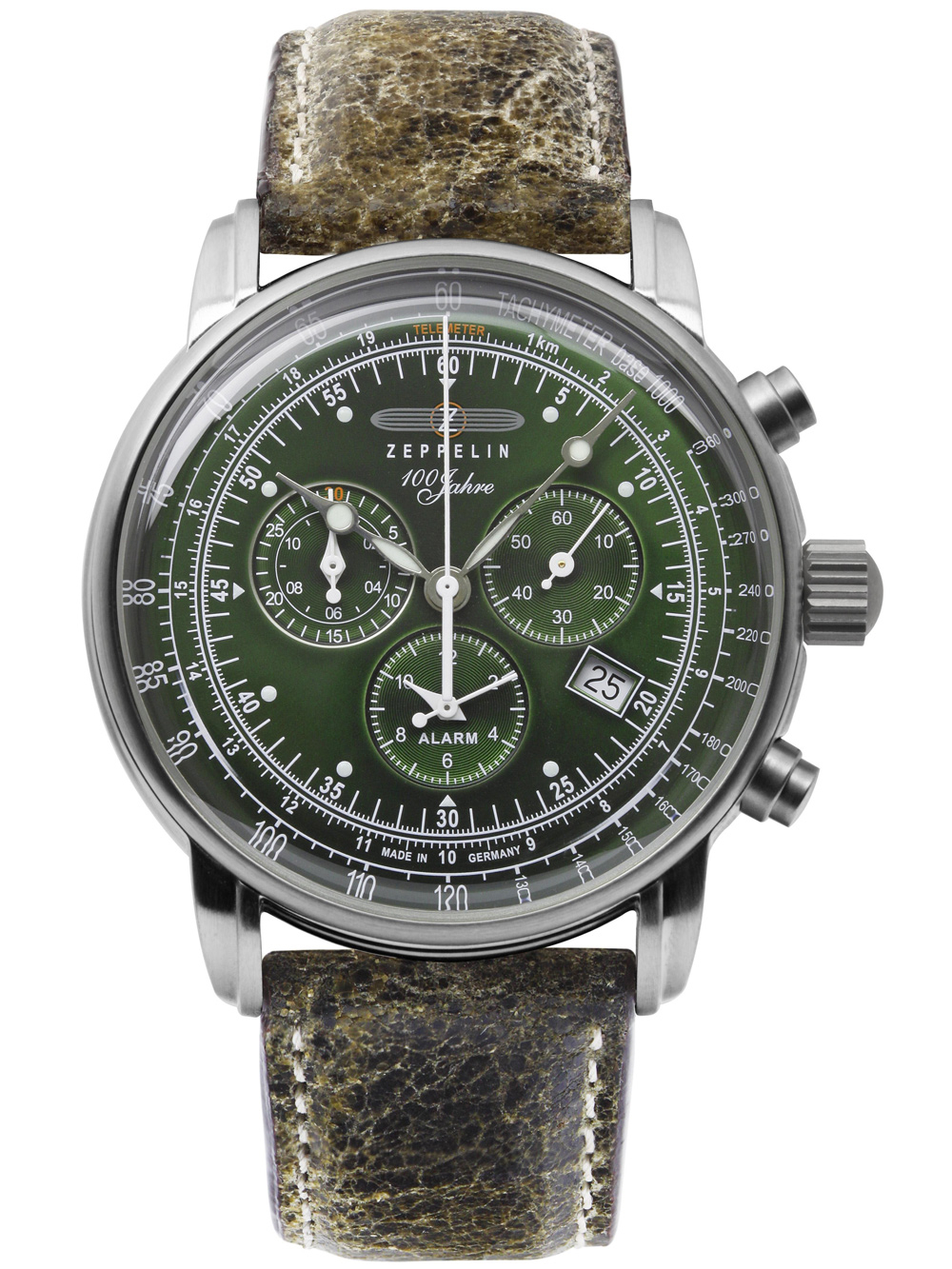 4041338868043 - Chronograph ZEPPELIN 100 Jahre Zeppelin 8680-4 Armbanduhren grün (olivgrün) Herren Quarzuhren Made in Germany