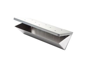 4041571098450 - Räucherbox aus Edelstahl 22 x 10 x 55 cm mit Klappdeckel für Gas- und Holzkohlegrill Ideal zum Aromatisieren von Grillgut