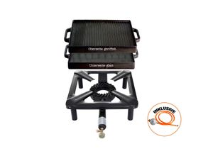 4041571303264 - AllGrill Hockerkocher mit Gussgrillplatte 32x32 cm - ideal für Camping und Profiköche