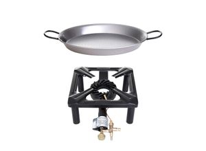 4041571404145 - AllGrill Hockerkocher-Set klein mit Paella Pfanne Stahl Ø 42 cm - mit Zündsicherung