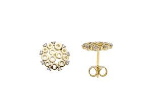 4041633001756 - Paar Ohrstecker FIRETTI Schmuck Geschenk Gold 585 Ohrschmuck Ohrringe Gr 007 ct P2 = erkennbare Einschlüsse Gelbgold 585-Diamanten weiß (gelbgoldfarben silberfarben weiß) Damen Ohrstecker zu Kleid Shirt Jeans Sneaker Anlass Geburtstag Weihnachten