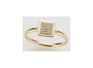 4041633001794 - Goldring FIRETTI Schmuck Geschenk Gold 585 Quadrat teilw rhodiniert massiv Fingerringe Gr 19 011 ct P2 = erkennbare Einschlüsse Gelbgold 585-Diamanten 2 mm weiß (gelbgoldfarben silberfarben weiß) Damen Fingerringe mit Brillanten