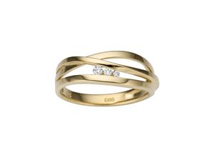 4041633001886 - Goldring FIRETTI Schmuck Geschenk Gold 585 Elegant teilw mehrreihig massiv Fingerringe Gr 16 008 ct P2 = erkennbare Einschlüsse Gelbgold 585-Diamanten 7 mm gelb (gelbgold 585 weiß) Damen Fingerringe mit Brillanten